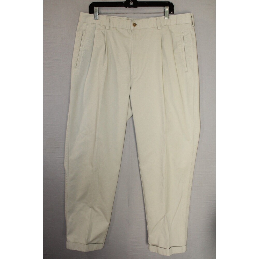 Savane Comfort Waist Pants Pleated 38" x 32" Khaki Casual Comfy Loose Fit